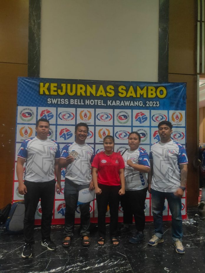 Atlet Sambo asal Kukar yang mengikuti kejurnas dan penataan pelatihan tingkat satu Sambo di Karawang. (Istimewa)