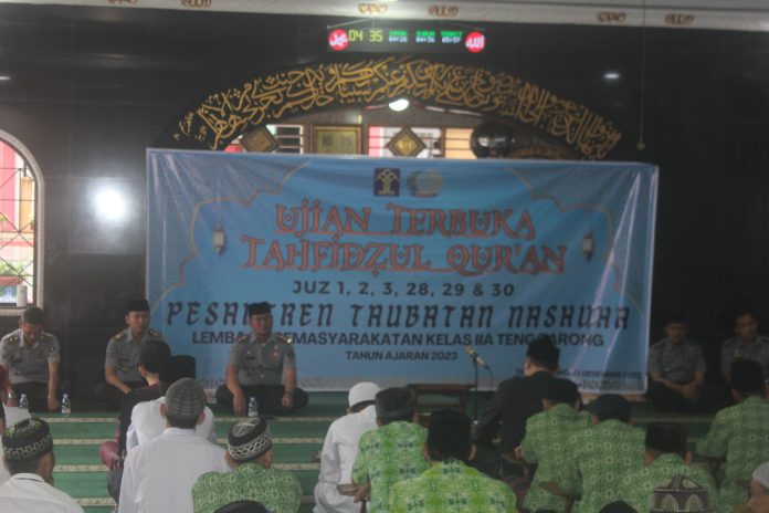 Suasana ujian Tahfidzul Quran yang digelar di Masjid Taubatan Nasuha, Lapas Kelas IIA Tenggarong. (Istimewa)