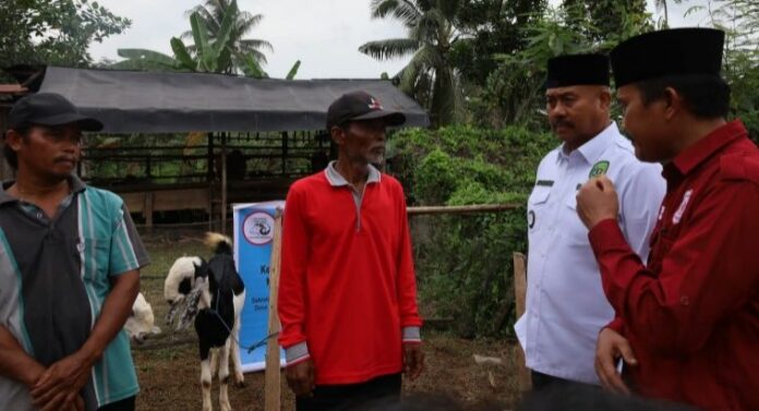 Suasana penyerahan 150 ekor kambing kepada peternak di Desa Mulawarman. (Istimewa)