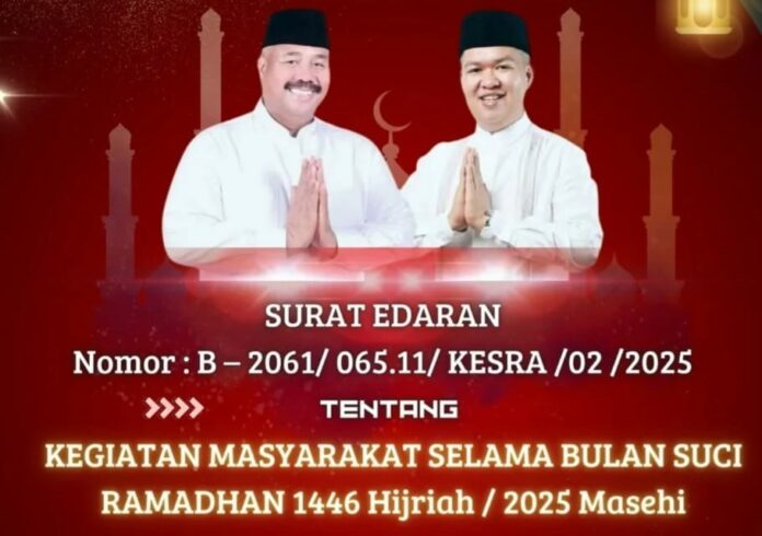 Surat Edaran Bupati Kukar dalam kegiatan masyarakat di bulan suci Ramadan 1446/2025 M. (Istimewa)