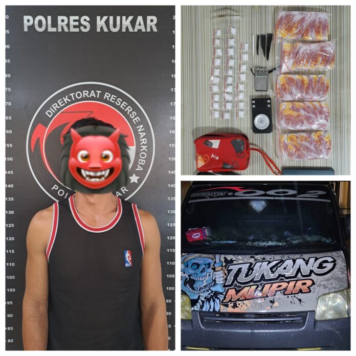 Barang bukti dan pelaku yang diamankan Polres Kukar. (Humas Polres Kukar)