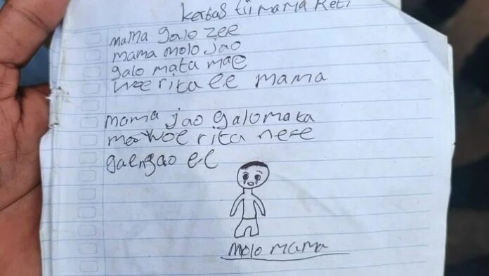 Surat yang ditulis YBS untuk ibunya. (Istimewa)