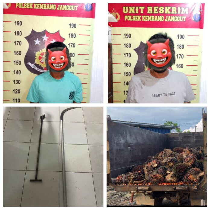 Pelaku dan barang bukti yang diamankan Polsek Kembang Janggut. (Humas Polres Kukar)