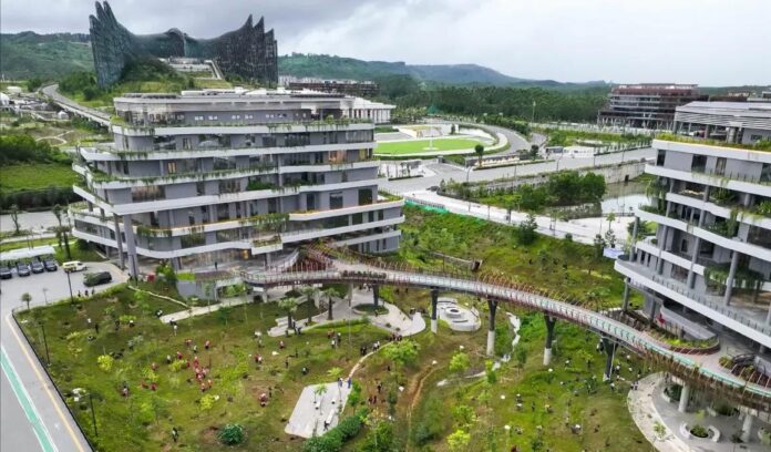 Kawasan Inti Pusat Pemerintahan (KIPP) Ibu Kota Nusantara (IKN) dengan latar Gedung Kemenko 3. (Istimewa)