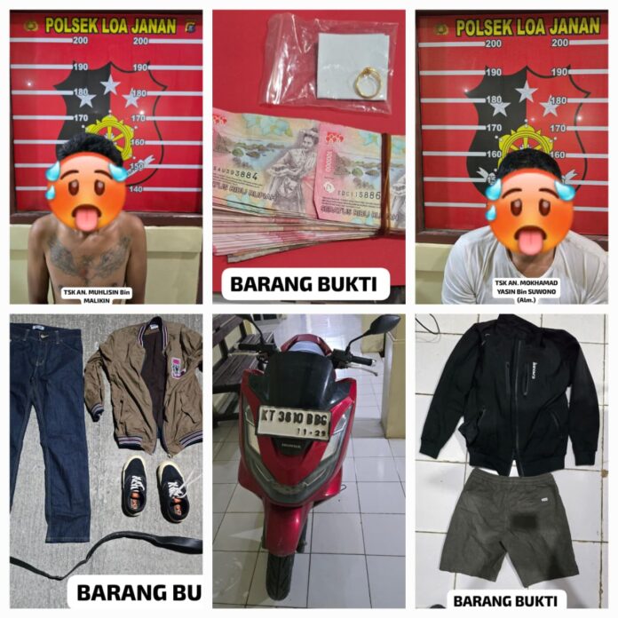 Polsek Loa Janan berhasil amankan tersangka dan barang bukti kasus tindak pidana pencurian dengan kekerasan. (Humas Polres Kukar)