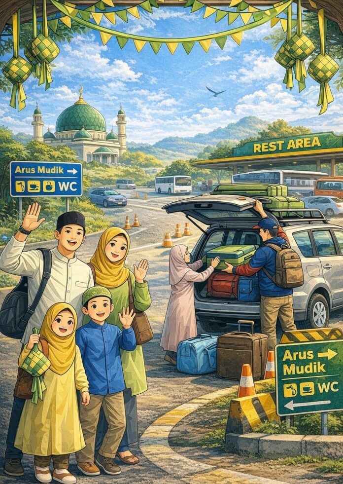 Ilustrasi mudik di Kutai Kartanegara. (AI)