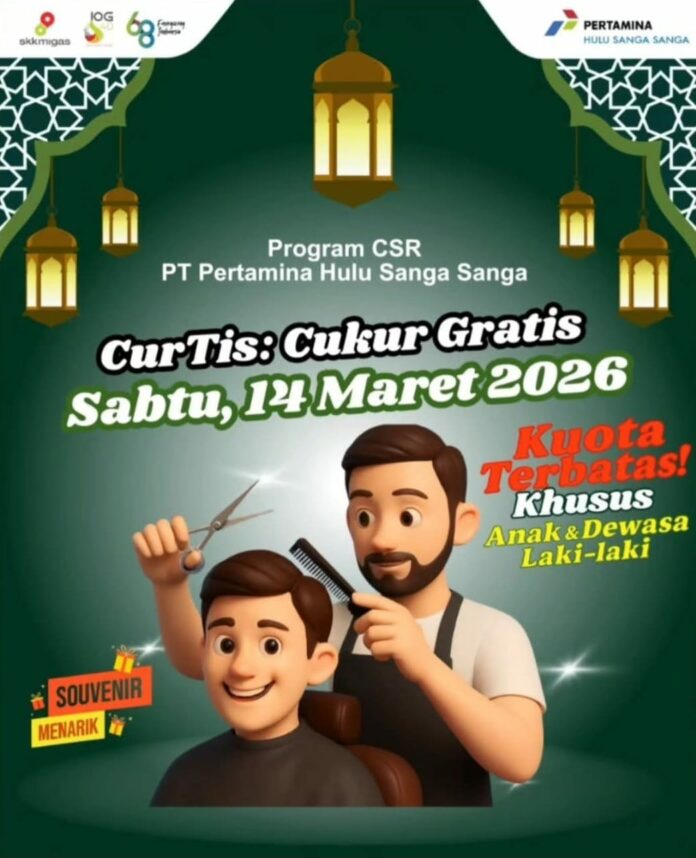 Program CSR berupa Cukur Gratis yang diinisiasi PT Pertamina Hulu Sangasanga. (Istimewa)