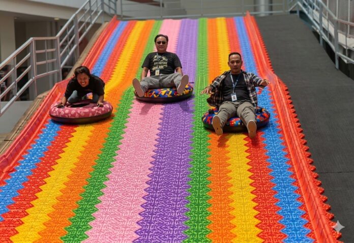 Rainbow Slide di tengah-tengah Pasar Tangga Arung Square, Tenggarong. (Dok MKN)