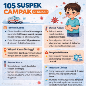 Infografis kasus campak di Kukar. (AI)