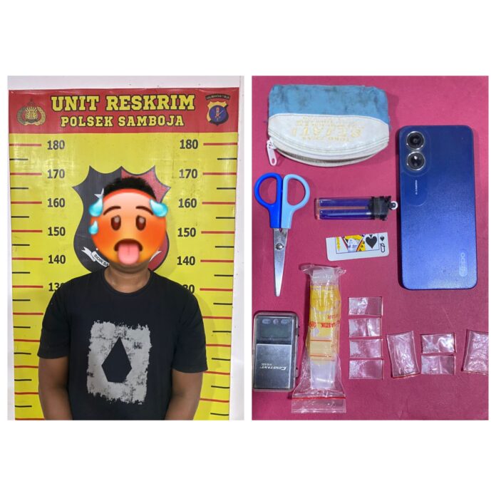 Polsek Samboja berhasil amankan peredaran sabu di Handil Baru Darat. (Humas Polres Kukar)