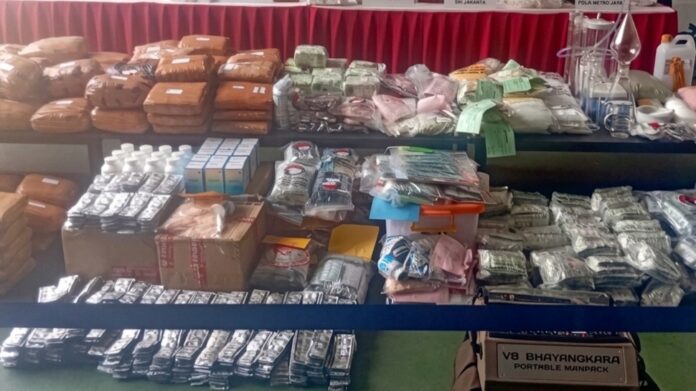 Barang bukti ratusan kilogram narkotika yang berhasil diamankan oleh Polda Metro Jaya. (Dok MKN)