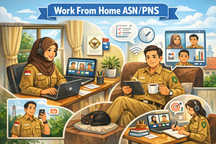 Ilustrasi WFH bagi ASN. (AI)