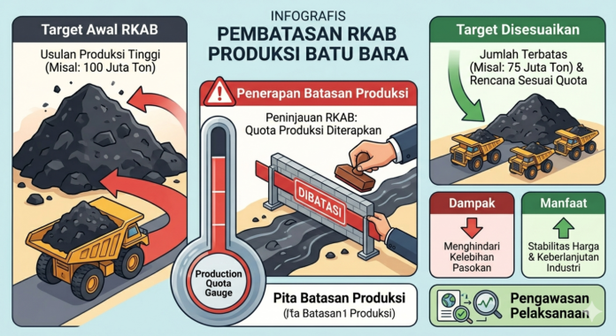 Ilustrasi pembatasan RKAB produksi batu bara. (AI)