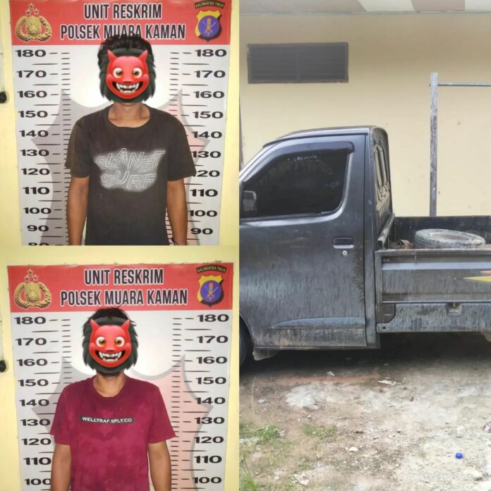 Tersangka dan barang bukti berhasil diamankan Polsek Muara Kaman. (Istimewa)