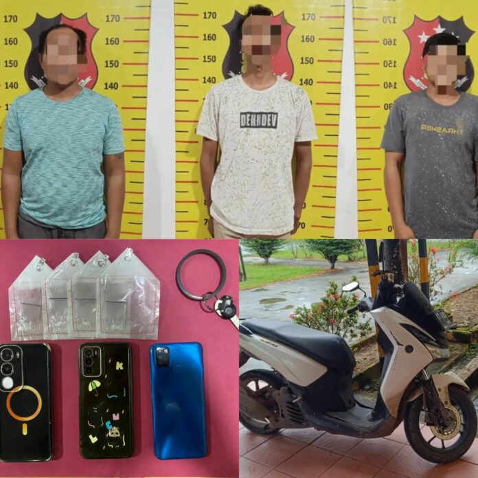 Polsek Samboja berhasil amankan 3 tersangka penyalahgunaan narkoba beserta barang bukti. (Istimewa)