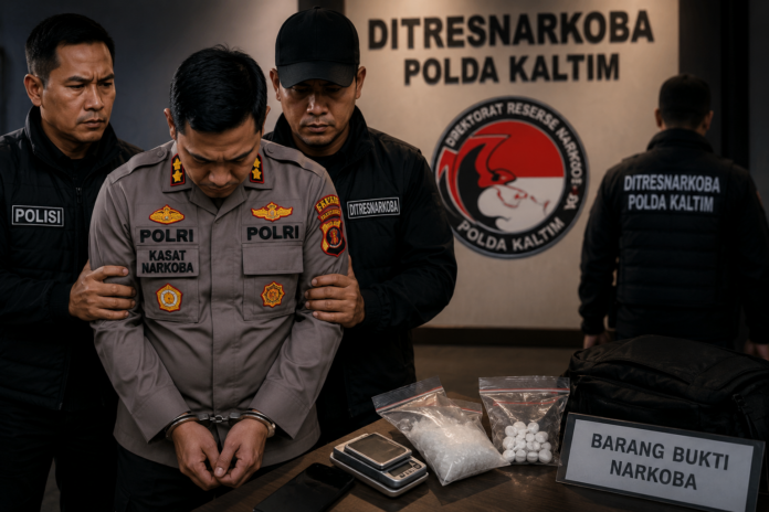 Ilustrasi penangkapan oknum Polres Kukar. (AI)